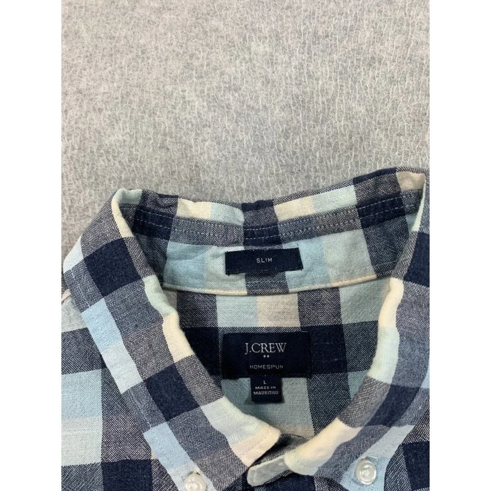 J Crew Slim Fit Homespun Long Sleeve‎ Button Down Shirt (Men's Large) Blue